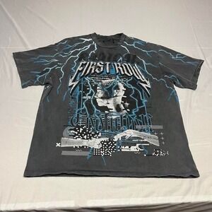 Grey and black First Row Logic W0RLD IS SHITF T-shirt